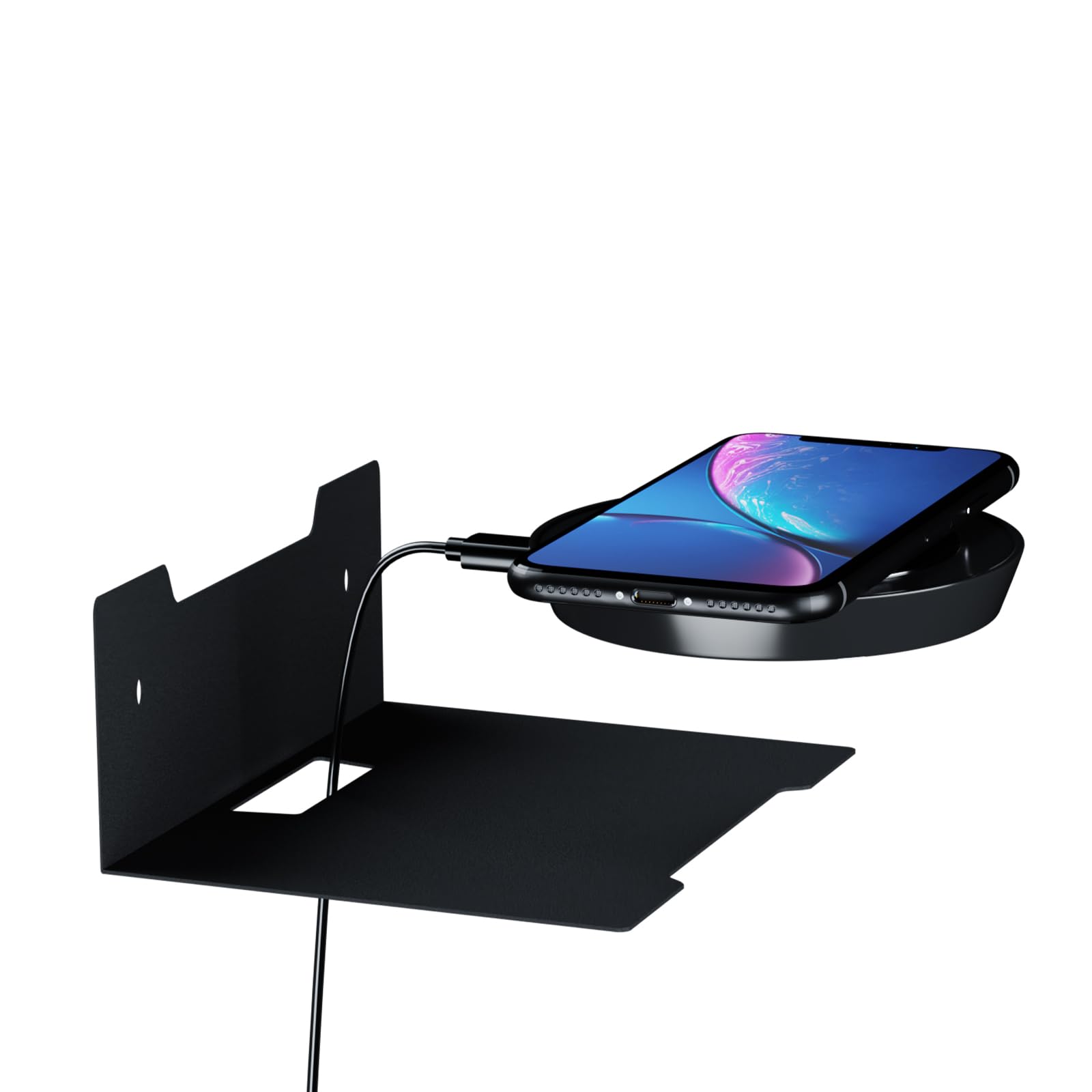PzewMo Floating Metal Wall Mount Shelf, Shelf for TV Cable Box,Apple Roku, Sound Bar,Soundbar, Camera,Decor Display (1, Small)