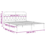 vidaXL Metal Bed Frame - King Size Black Double Bed with Headboard, Sturdy Steel, Extra Storage Space, 81.5"x78"x39.4"