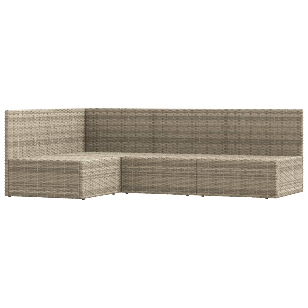 vidaXL Patio Lounge Set - 4 Piece Outdoor Furniture Set with Adjustable Seats and Cushions, Durable Powder-Coated Steel Frame, Customizable Layout - Gray, Poly Rattan Design