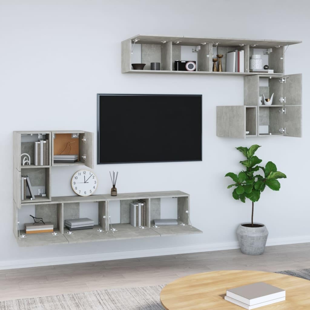 vidaXL Wall-Mounted TV Cabinet Concrete Gray Engineered Wood