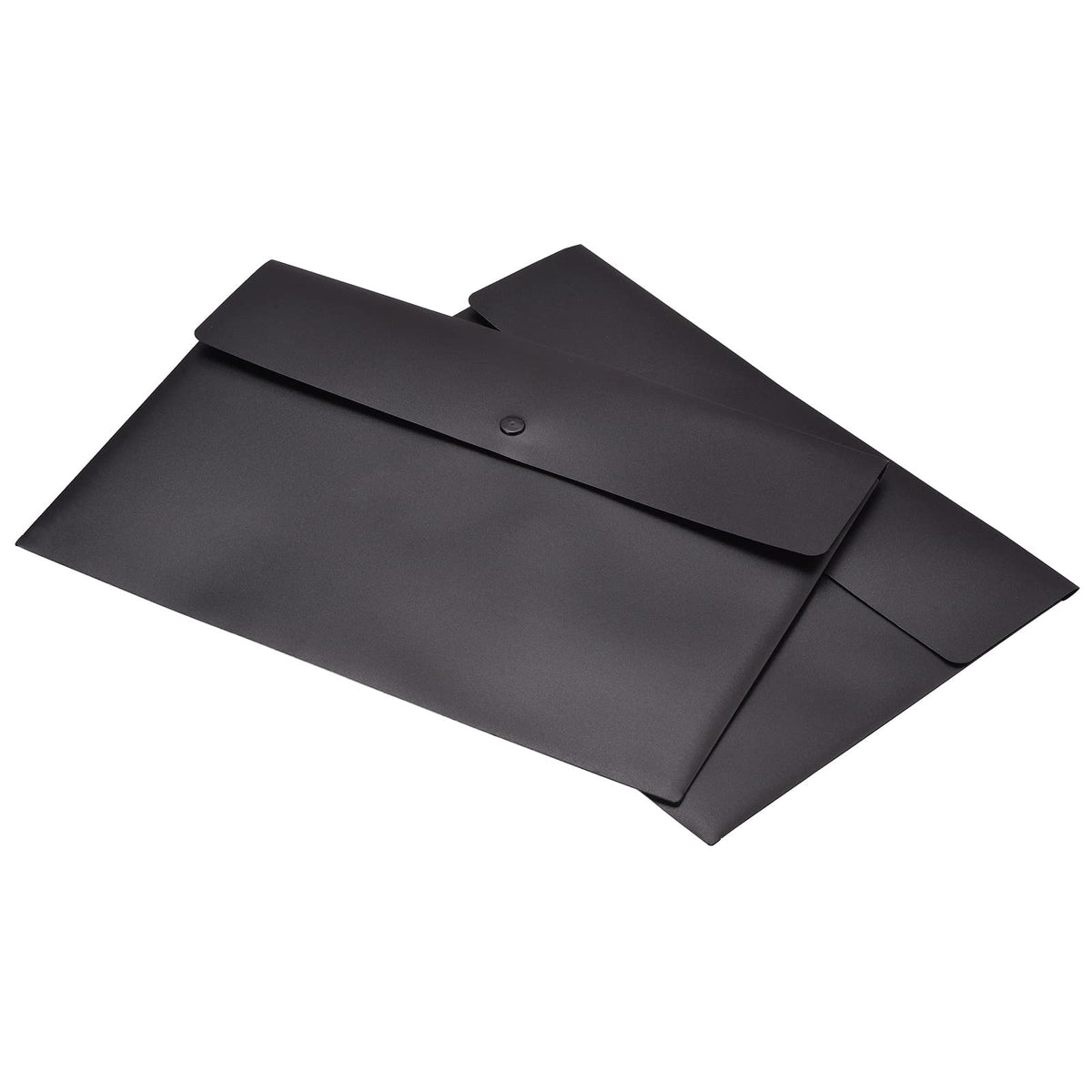 Meccanixity File Folder Pockets, A4 Envelope Document Organizer With Snap Button For Home Office Stationery, Black Pack Of 2