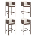 vidaXL Poly Rattan Bar Stools with Cushions - Set of 4 -Brown Outdoor Garden Stools- Lightweight, Weather-Resistant & Sturdy