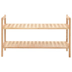 vidaXL Solid Walnut Wood Shoe Rack - 27.2"x10.2"x15.7" Beige 2 Shelf Organizer for Entryway/Hallway Footwear Storage