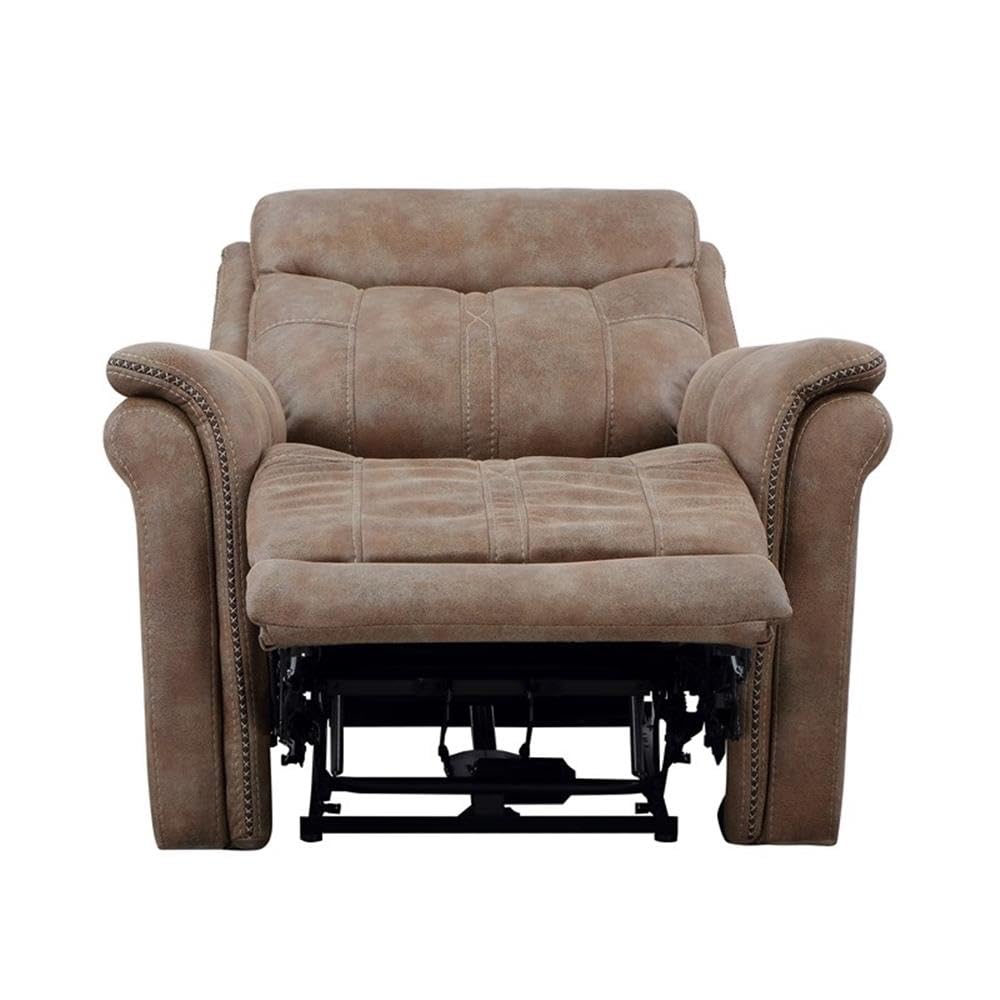 Steve Silver Furniture Morrison Dual-Power Recliner, Luxurious Camel Faux-Suede, Power Headrest, Power Footrest, Built-in USB Port, Traditional/Modern, 40" D x 37" W x 41" H, Brown/Carmel