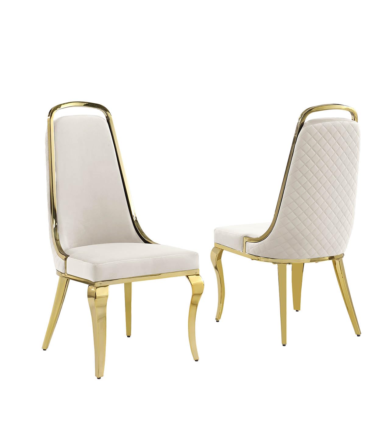 Best Quality Furniture SC310-317 Diamond Back Dining Chairs, Cream/Gold