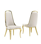 Best Quality Furniture SC310-317 Diamond Back Dining Chairs, Cream/Gold