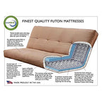 Kodiak Furniture Lodge Storage Futon with Linen Fabric Mattress in Natural/Blue