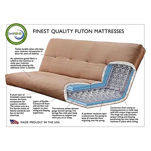 Kodiak Furniture Lodge Futon with Suede Fabric Mattress in Black/Natural