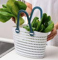 Homies, 1Pc Multipurpose White Plastic Shopping Basket With Handles Caddy Tote Portable Storage Bin For Kitchen & Home Organiser
