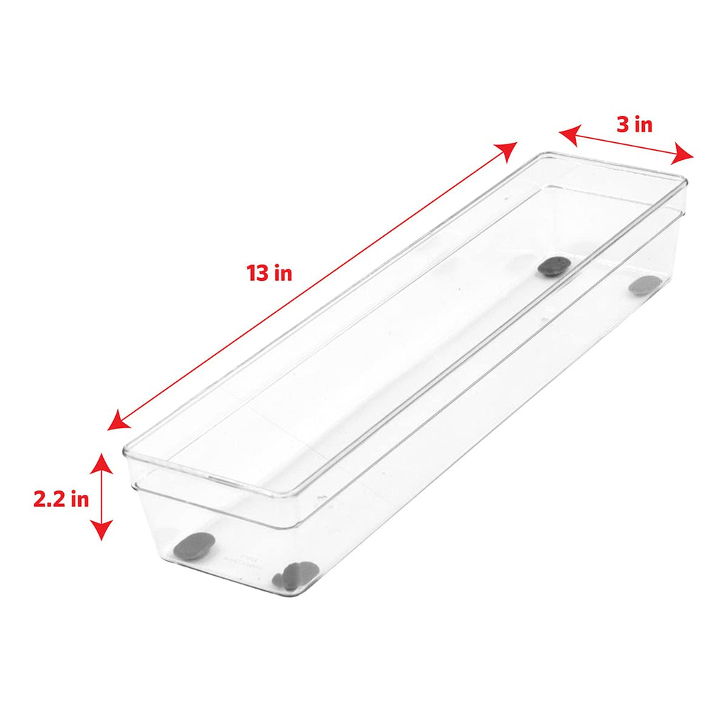 Glad Heavy Duty Plastic Drawer Storage Tray, 13 x 3, Clear - Non-Slip Organizer Bin for Home, Kitchen, Bath, Bedroom, Office