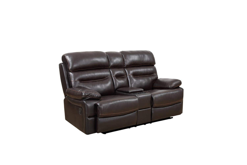 HomeRoots Leather Upholstery/Solid Wood Frame 78' X 40' X 41' Brown Console Loveseat