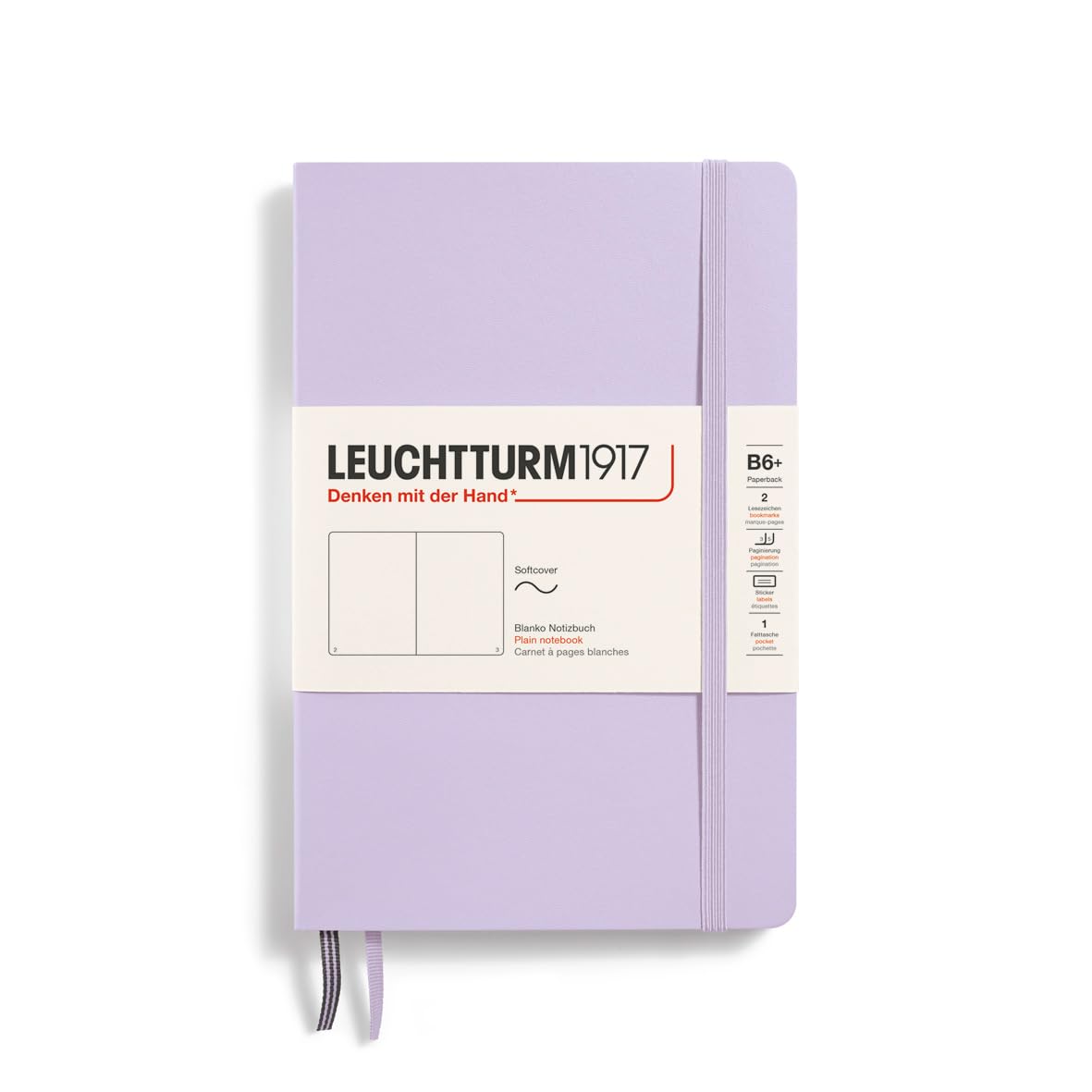 Leuchtturm1917 - Notebook Softcover Paperback B6+ - 123 Numbered Pages For Writing And Journaling (Plain, Lilac)