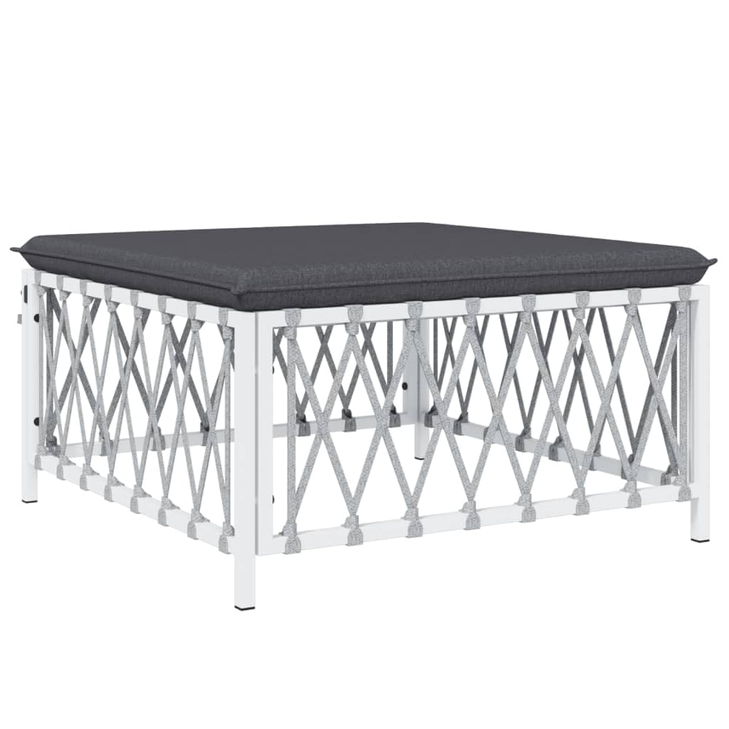 vidaXL 3 Piece Patio Lounge Set - Modern White Steel Frame with Comfortable Dark Gray Cushions, Flexible & Modular Design for Outdoor Relaxation and Entertainment