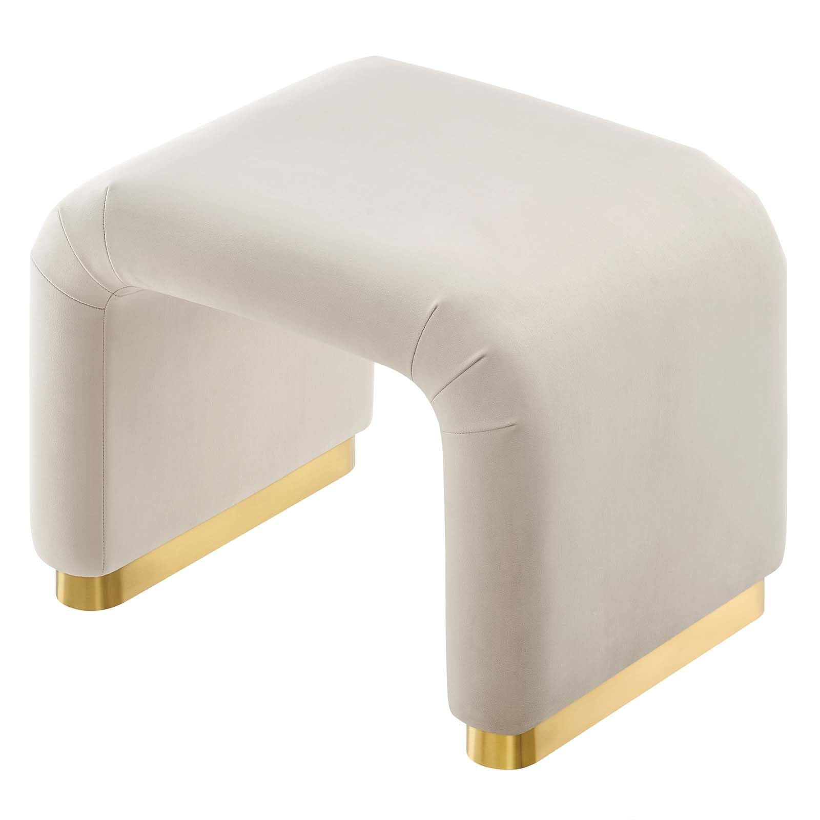 Modway EEI-6733-BRA-ALM Koda Performance Velvet Waterfall Stool, Brass Almond