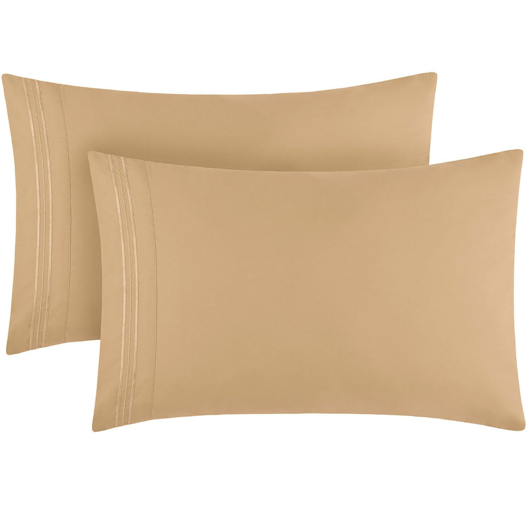 Mellanni Pillow Cases - 2 Pc Iconic Collection Pillowcases - Luxury, Extra Soft, Cooling Pillow Covers - Envelope Closure (King 20' X 40', Sand)