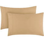 Mellanni Pillow Cases - 2 Pc Iconic Collection Pillowcases - Luxury, Extra Soft, Cooling Pillow Covers - Envelope Closure (King 20' X 40', Sand)