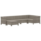vidaXL 6 Piece Modern Patio Lounge Set with Cushions, Gray Poly Rattan Outdoor Furniture with Stable Steel Frame, Modular Design, Comfortable Seats