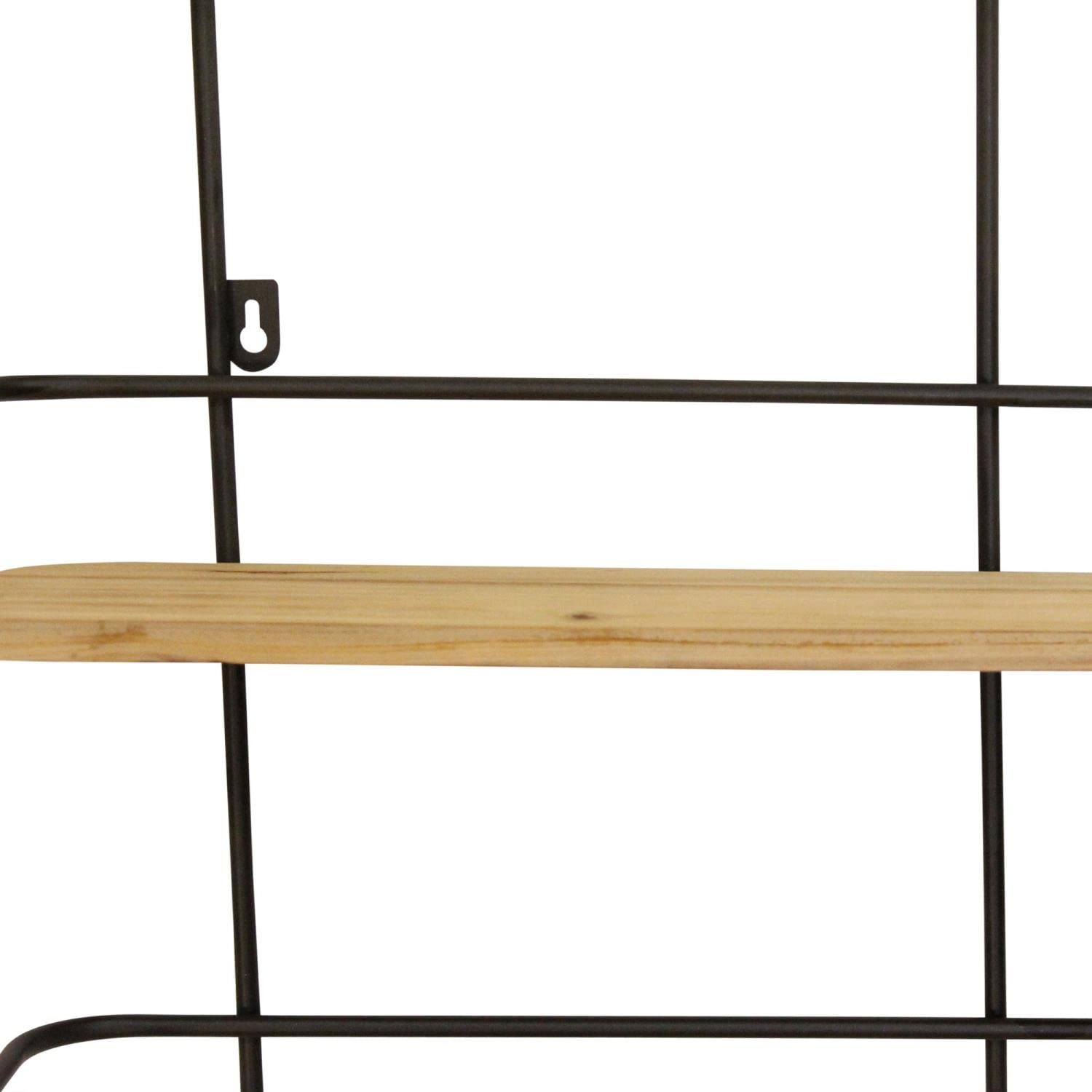 Stratton Home Décor Stratton Home Decor Metal Wall Shelf, 24.00W X 4.25D X 20.00H, Black, Natural Wood