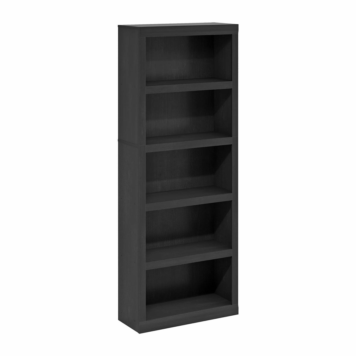 Furinno Rail 5-Tier Open Shelf Bookcase With Classic Style Edges, Blackwood