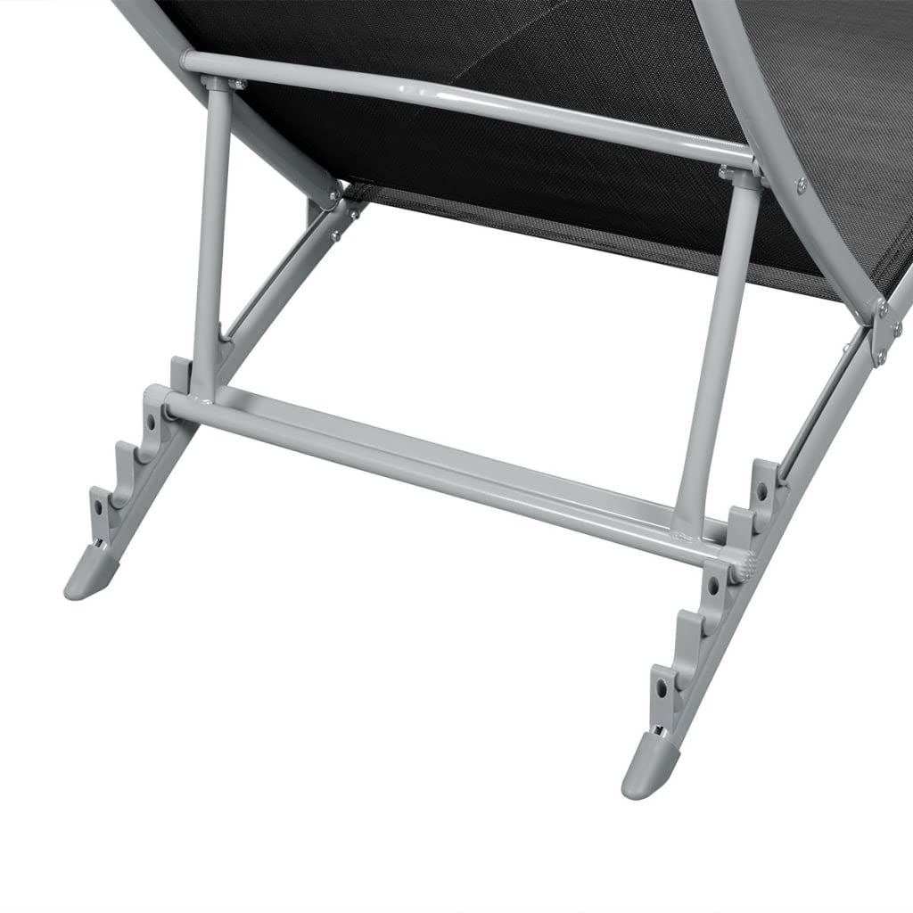 vidaXL Sun Lounger Steel and Textilene Black