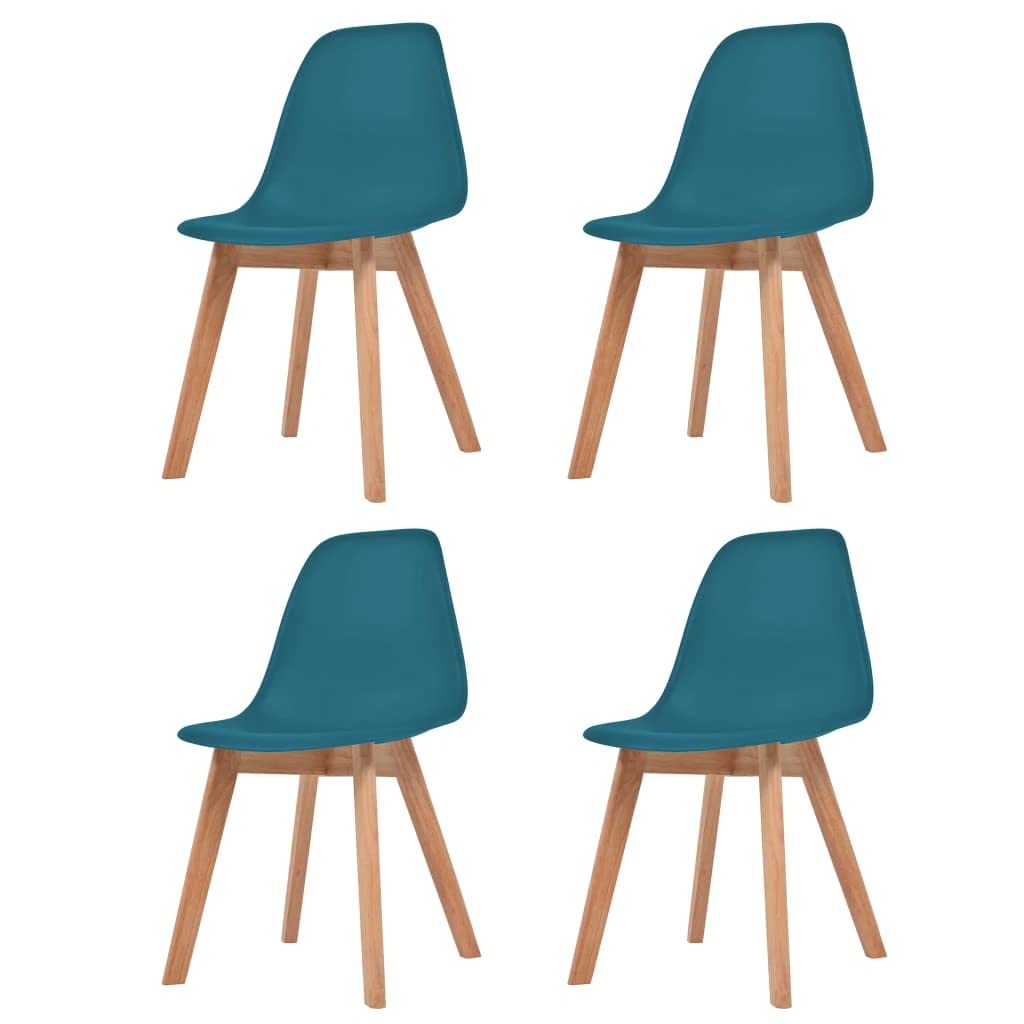 vidaXL Dining Chairs 4 Pcs, Accent Chair with Solid Wood Legs, Side Chair for Kitchen Living Room, Scandinavian Style, Turquoise Plastic
