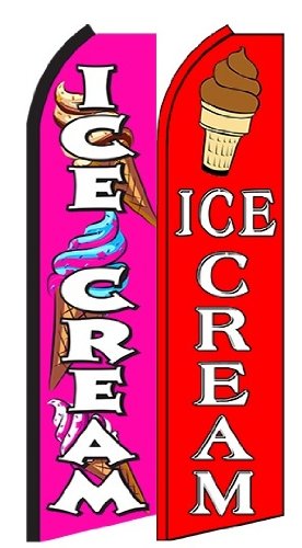 Ice Cream Flags King Sized Pack Of 2 | 3Ft X 11.5Ft Ice Cream Advertising Signs | Weatherproof Polyester Flags For Ice Cream Bus