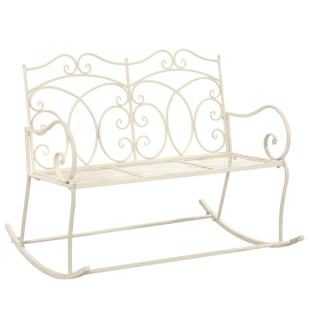 Patio Bench 40.9&quot; Iron Antique White