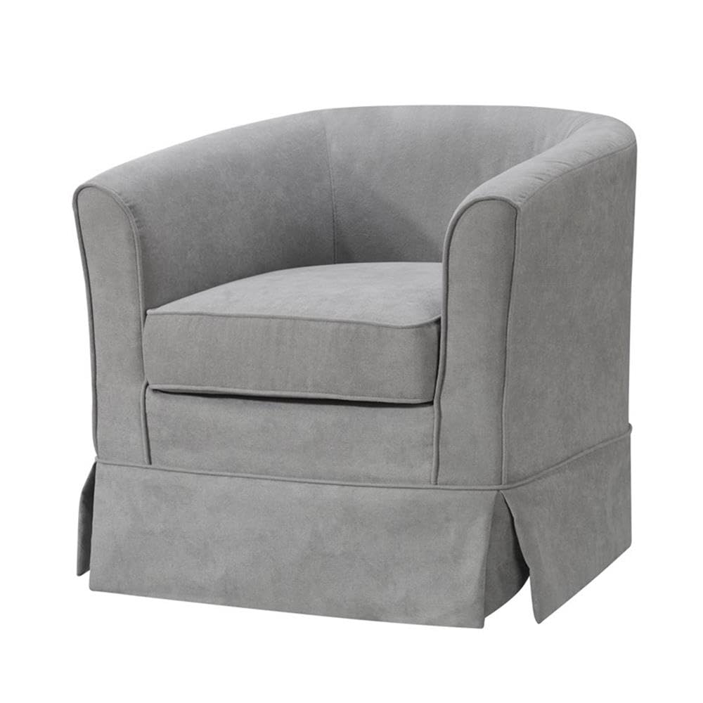 Lilola Home Tucker Steel Gray Woven Fabric Swivel Barrel Chair