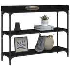 vidaXL Long Rectangular Console Table in Black, Engineered Wood and Metal Frame, Spacious Storage, Adjustable Feet for Stability, 39.4"x11.8"x31.5"