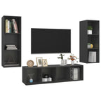 vidaXL TV Cabinet Set 3 Piece Hanging Wall Mount Stand Unit HiFi Stereo Plasma Home Indoor Cabinet Living Room Furniture Gray Engineered Wood