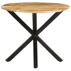 vidaXL Industrial Side Table, 26.8"x26.8"x22", Solid Mango Wood, Powder-Coated Iron Legs, Round, Brown, Sturdy, Unique Craftsmanship, Assembly Required