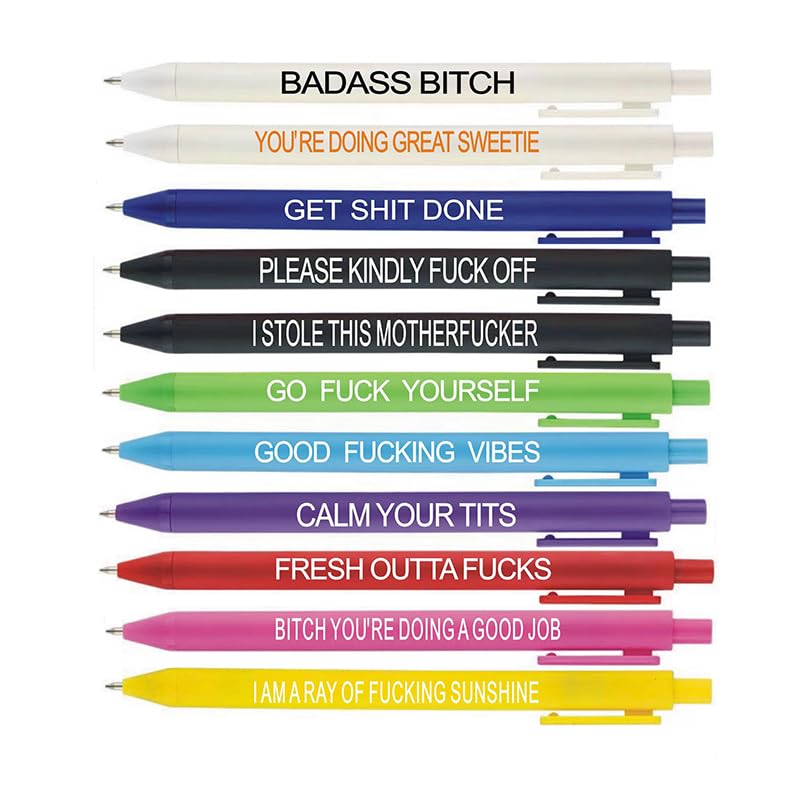 Cityhermit 11Pcs Funny Adult Ballpoint Pen Set, Premium Days Of The Week Swear Cuss Word Pens For Office Gifts, Novelty Pens For