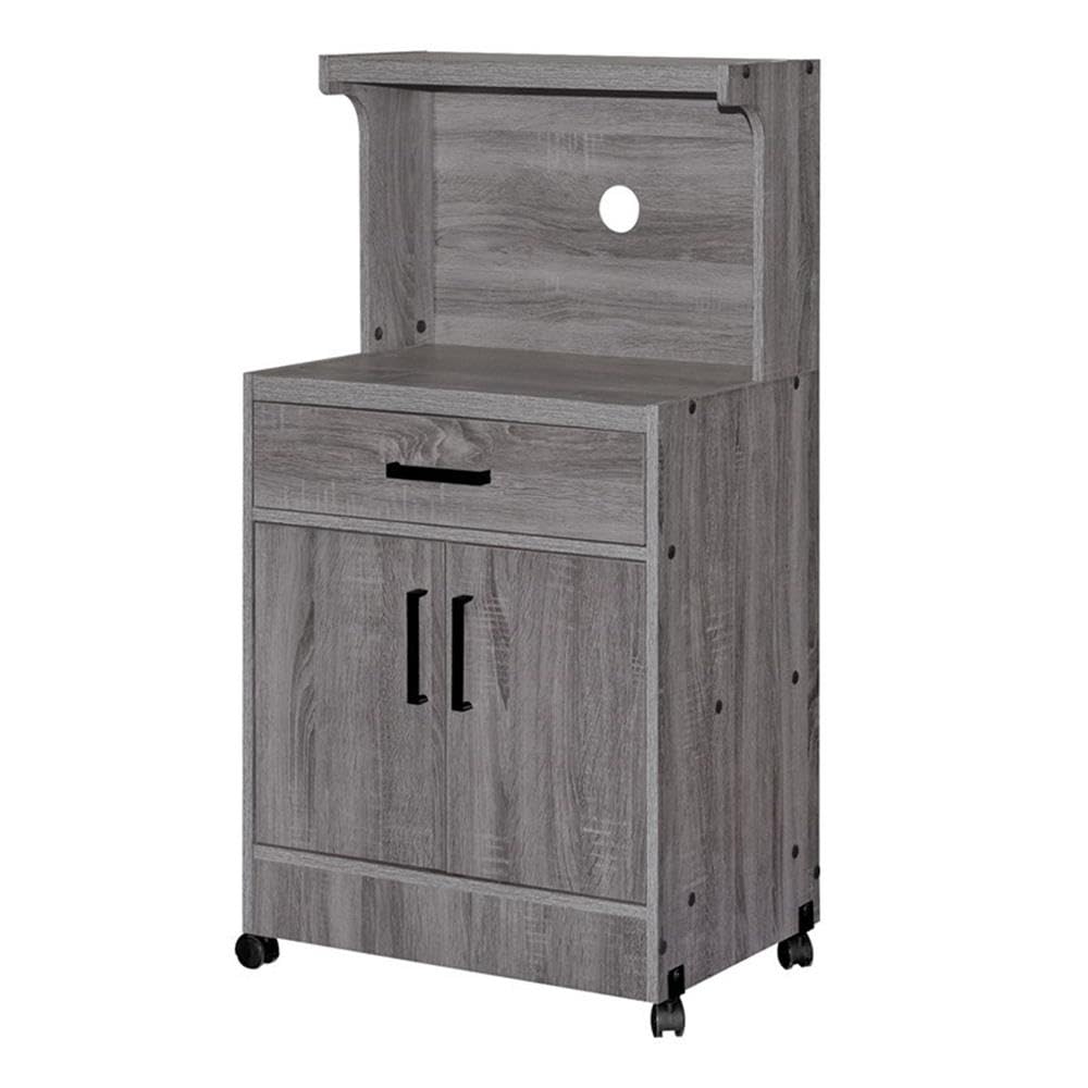 Better Home Products Shelby Kitchen Wooden Microwave Cart in Gray