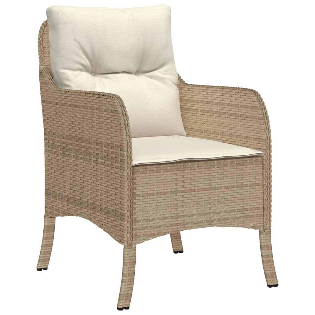 vidaXL Beige Poly Rattan Patio Dining Set with Cushions - Thumbnail 3