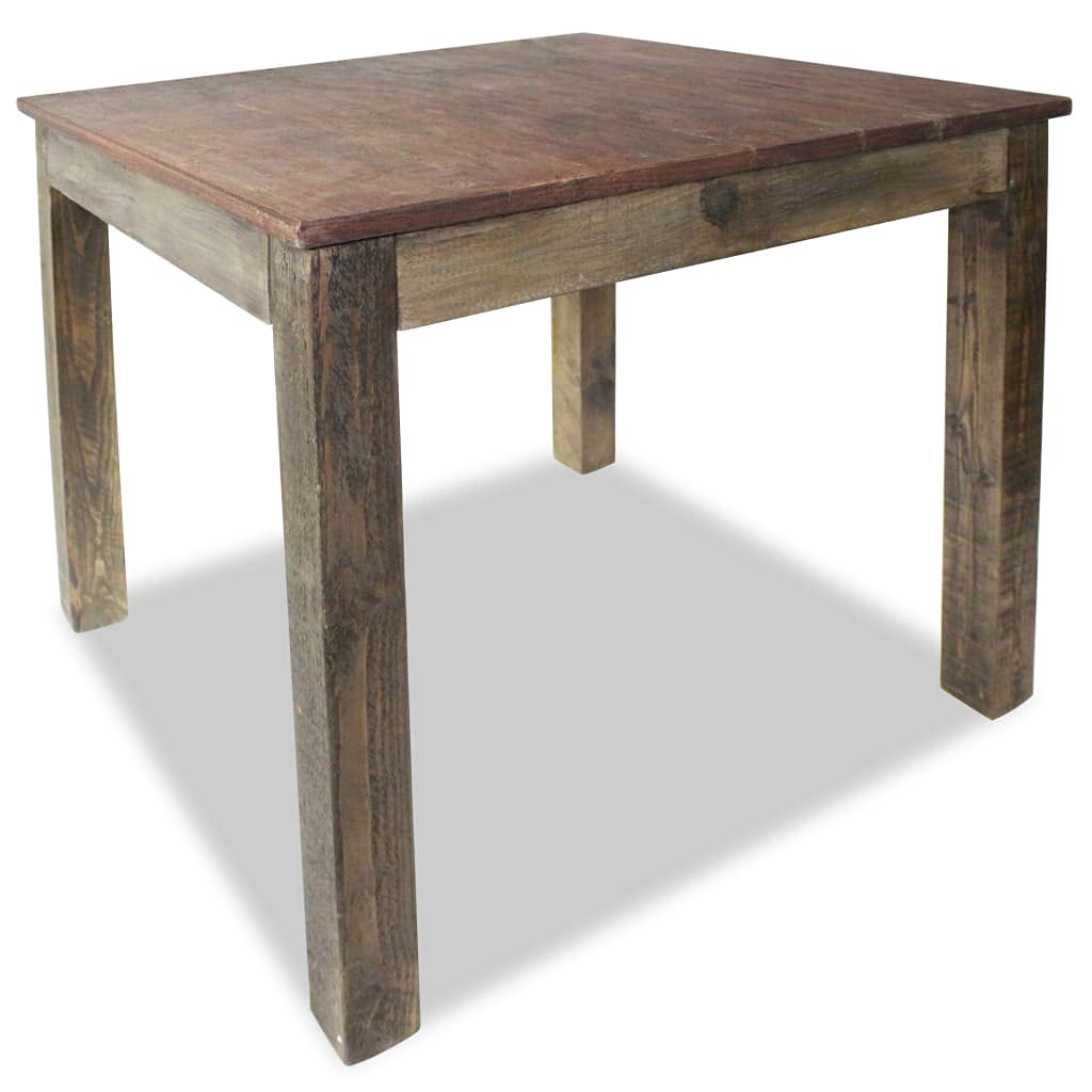 vidaXL Dining Table - Compact, Rectangular, Solid Reclaimed Wood, Brown, Sturdy, Rustic Farmhouse Style, Unique Colors, Handmade, Easy-to-Assemble