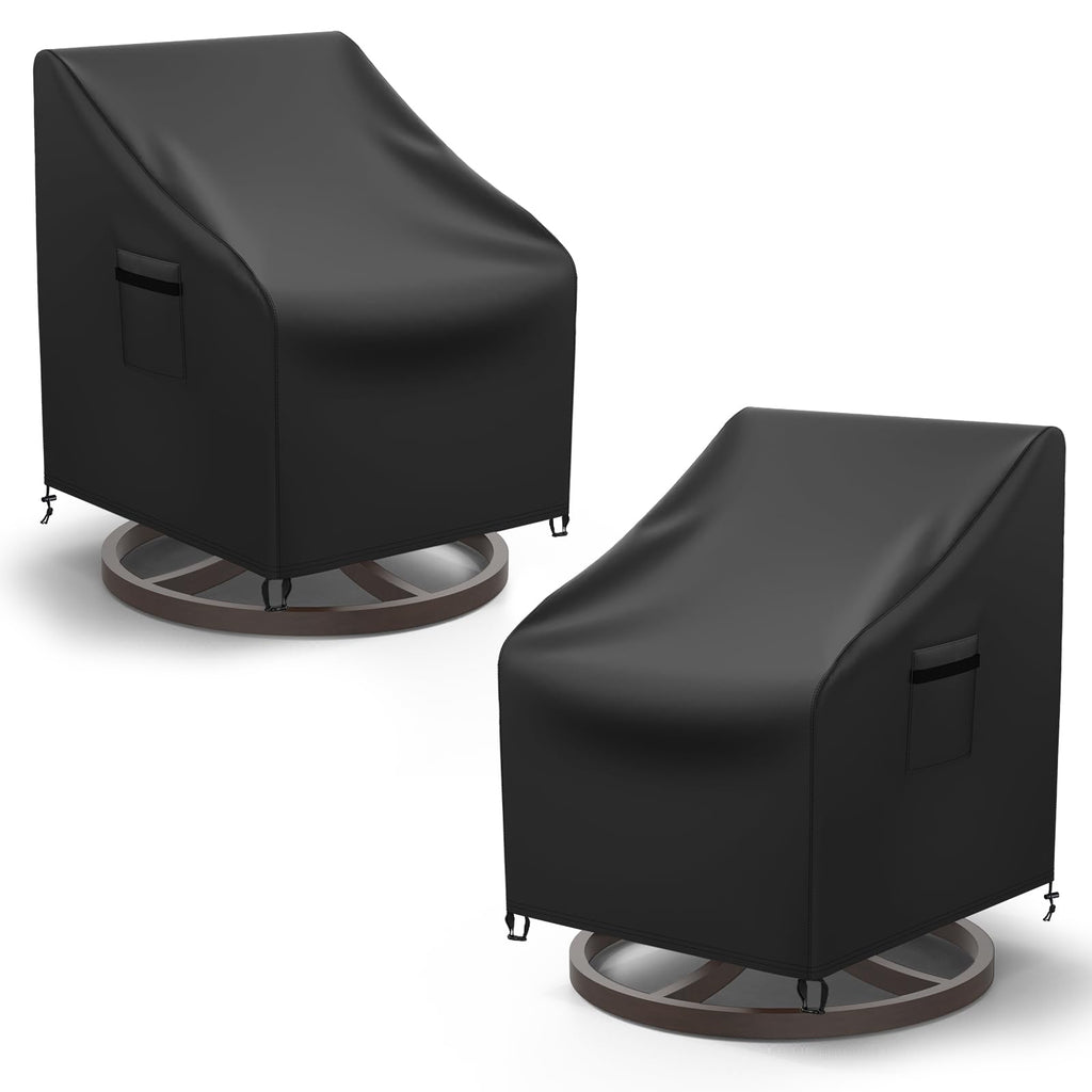 Mrrihand Patio Chair Covers, 2 Pack Outdoor Swivel Lounge Chair Cover, Heavy Duty Patio Rocking Chair Covers, Patio Furniture Covers Waterproof, 30' W×34' D×38.5' H, Black