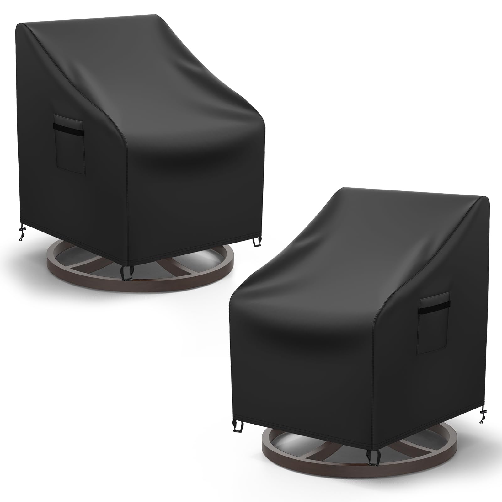 Mrrihand Patio Chair Covers, 2 Pack Outdoor Swivel Lounge Chair Cover, Heavy Duty Patio Rocking Chair Covers, Patio Furniture Covers Waterproof, 30' W×34' D×38.5' H, Black