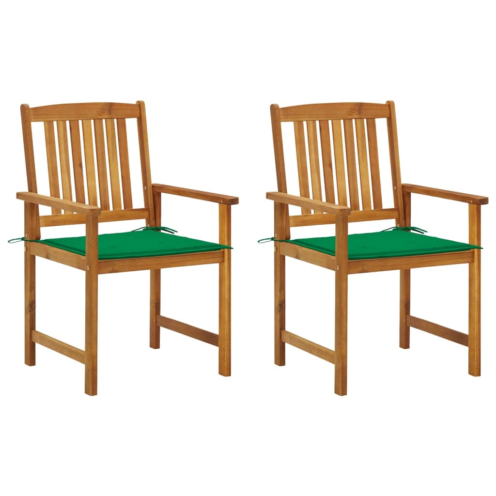 vidaXL 2X Solid Acacia Wood Patio Chairs with Cushions Lounge Seating Outdoor Garden Patio Balcony Terrace Wooden Dining Dinner Seat