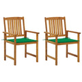 vidaXL 2X Solid Acacia Wood Patio Chairs with Cushions Lounge Seating Outdoor Garden Patio Balcony Terrace Wooden Dining Dinner Seat