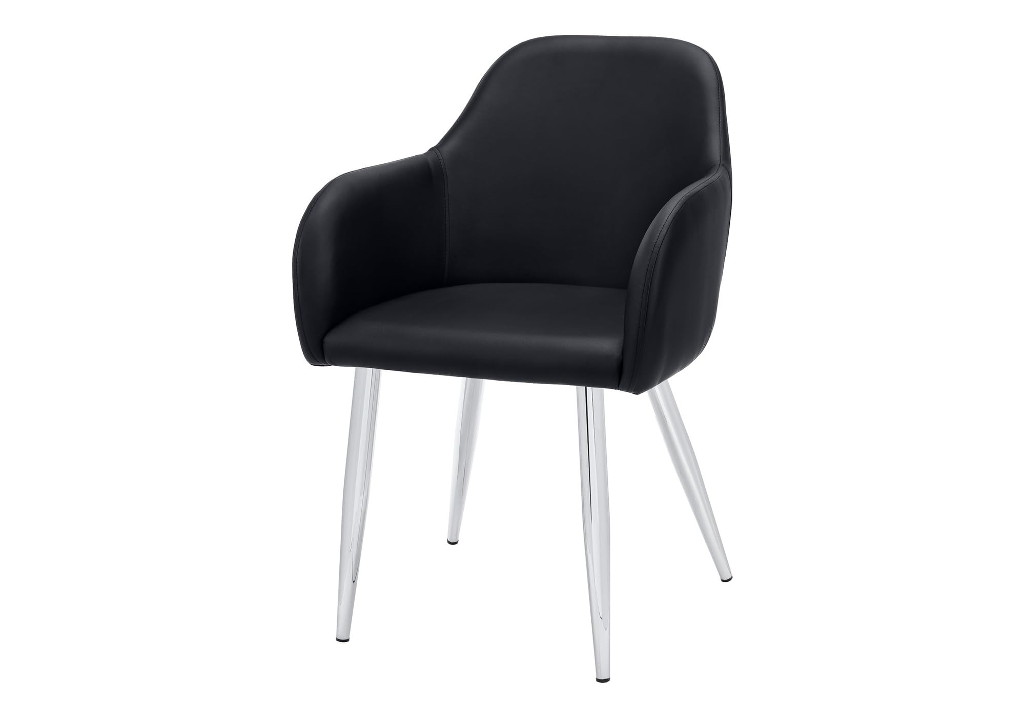 Monarch Specialties 1191 Chair, Set Of 2, Side, Upholstered, Kitchen, Dining Room, Pu Leather Look, Metal, Black, Chrome, Contemporary, Modern Chair-2Pcs, 17.50&quot; L X 23.5&quot; W X 33&quot; H