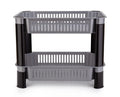 Black Olive Plastic Storage Organiser Rack  Multipurpose 2 Layer Kitchen Shelf Stand With Vegetable Baskets For Potato, Onion, 