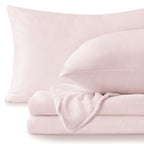 Bedelite Flannel Sheets Queen Size Pink - Super Soft Fleece Sheets Set Fluffy Extra Plush, 4 Piece(Include Fitted Sheet, Flat Sh