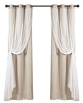 Lush Decor Sheer Grommet Curtains With Insulated Blackout Lining, Window Curtain Panels, Pair, 38''W x 120''L, Wheat - Curtain W