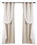 Lush Decor Sheer Grommet Curtains With Insulated Blackout Lining, Window Curtain Panels, Pair, 38''W x 120''L, Wheat - Curtain W
