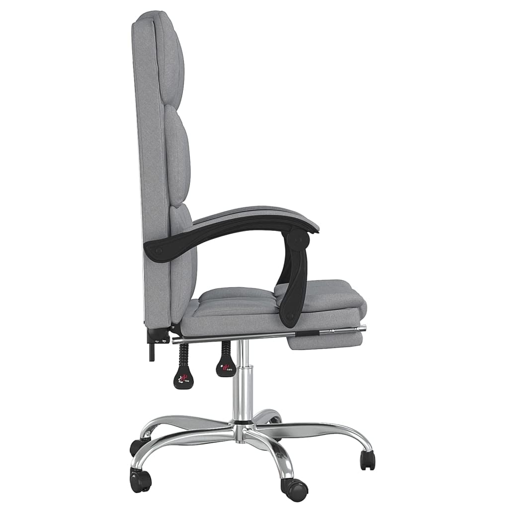 vidaXL Adjustable Light Gray Fabric Office Chair - Exhibition of Minimal Style with Sturdy Frame, Breathable, Reclining and Swivel Design, and Comfortable Foam Filling.