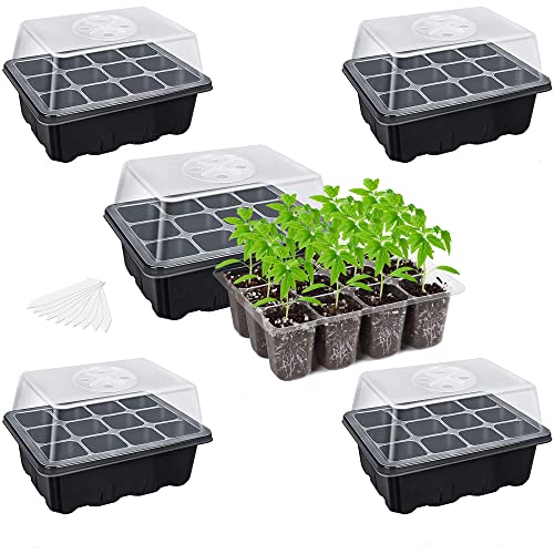 Bonviee 5-Pack Seed Starter Tray Seedling Kits,Plant Starter Kit With Adjustable Humidity Dome And Base Indoor Greenhouse Mini P