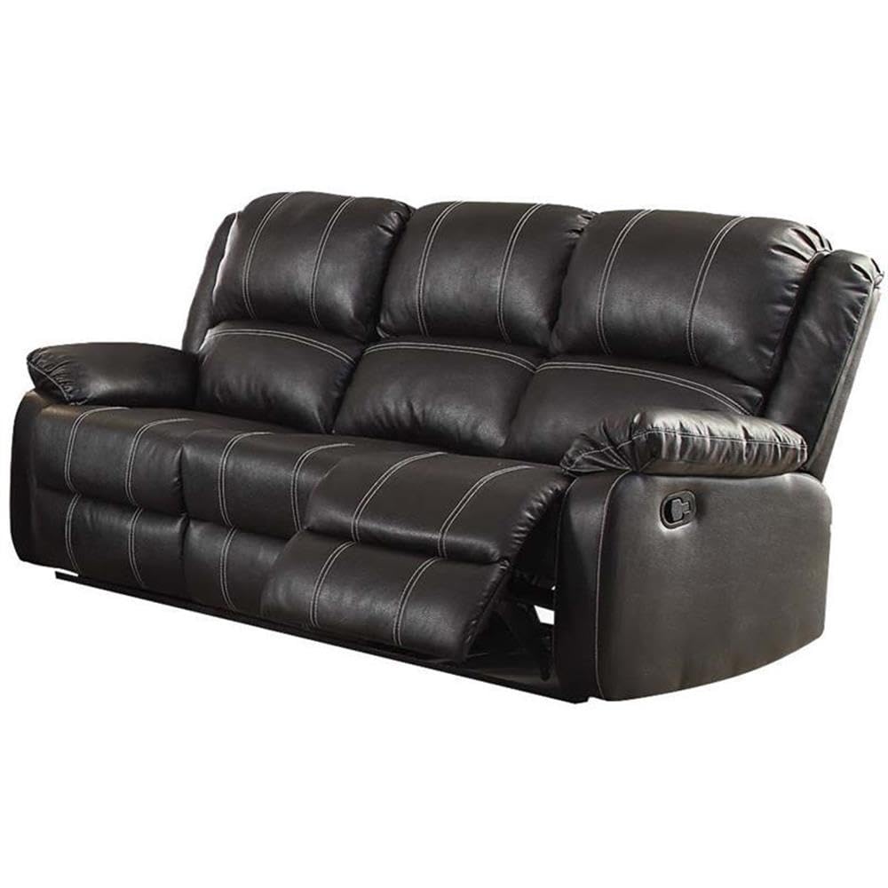 Acme Zuriel Faux Leather Motion Reclining Sofa In Black