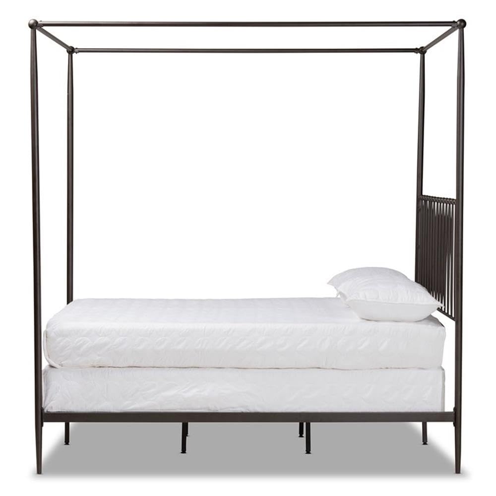 Baxton Studio Elsa Modern Black Metal Canopy Queen Bed