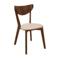 Coaster Home Furnishings Kersey Mid Century Modern Set of 2 Wood Dining Side Chairs Curved Back Padded Tan Faux Leather Polyurethane Upholstered Seat Cushion Chestnut Brown 103062