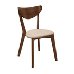 Coaster Home Furnishings Kersey Mid Century Modern Set of 2 Wood Dining Side Chairs Curved Back Padded Tan Faux Leather Polyurethane Upholstered Seat Cushion Chestnut Brown 103062